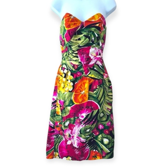 Vintage Dresses & Skirts - THE KOLLECTION Vintage 80s Fruit Cocktail Strapless Dress Size S Pinup Retro